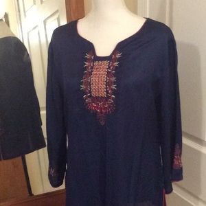 Stunning embroidered silk tunic top